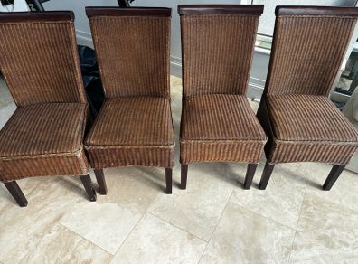 Set of 4 Woven Rattan Dining Chairs