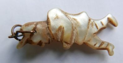 Antique Hand-carved Mother Of Pearl Gobbo Pendant - Antique Gobbo Charm