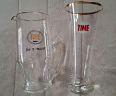 A Vintage Time Beer  Pint Size Jug Gold Rimmed And A Time Beer Smithwicks Half Pint Glass 1960's
