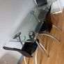 glass dining table with 3 leather chairs Image 3
