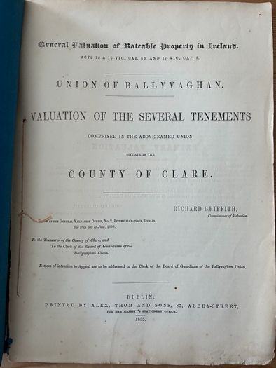 Griffith's Valuation Ballyvaughan 1855