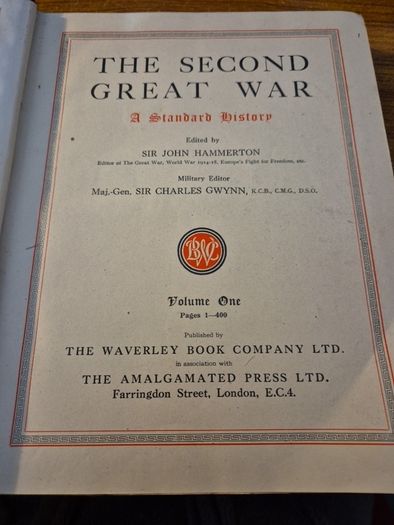 1947. The Second Great War. A standard history. VOL 1 John Hammerton
