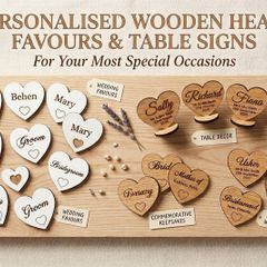 Wedding Table Place Names - Wooden Hearts Qty 5