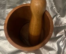 mortar and pestle acacia wooden hand made
