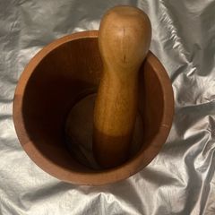 mortar and pestle acacia wooden hand made