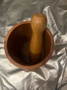 mortar and pestle acacia wooden hand made