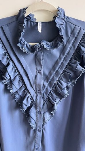 Women's Golden Line blue blouse, size L (worn by size 12 UK, EU 38)