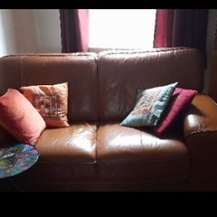 Sofa - vintage brown leather 2 seater