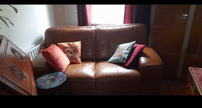 Sofa - vintage brown leather 2 seater