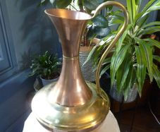 Vintage Copper and Brass Ewer Pitcher. Very large 47cm