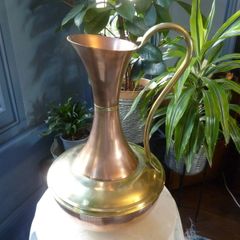 Vintage Copper and Brass Ewer Pitcher. Very large 47cm