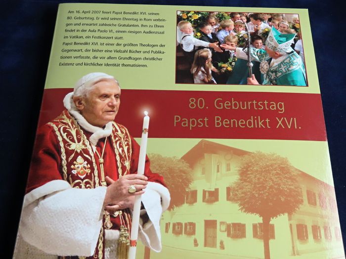 Pope Benedict coin medal stamps cover 2007 80th birthday