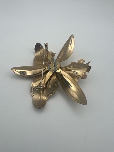 Vintage Purple Orchid Brooch - Circa 1950s Pin Badge