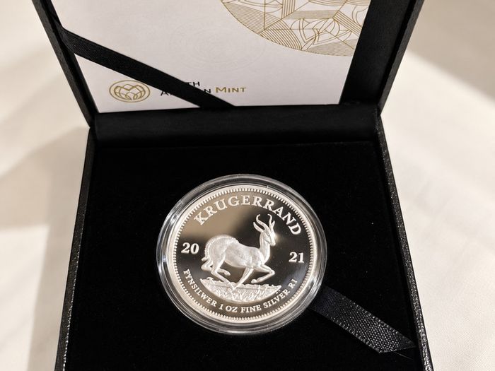 2021 South Africa 1 Rand 1 oz Silver Coin - Krugerrand . Proof.