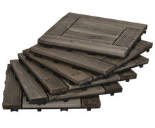 27 Pcs Wooden Interlocking Decking Tiles, 30 x 30 cm Outdoor Flooring Tiles, 2.5 per Pack, for Patio, Balcony, Terrace, Hot Tub, Charcoal Grey