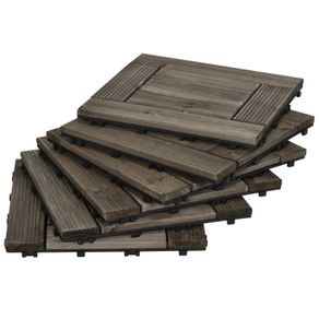 27 Pcs Wooden Interlocking Decking Tiles, 30 x 30 cm Outdoor Flooring Tiles, 2.5 per Pack, for Patio, Balcony, Terrace, Hot Tub, Charcoal Grey