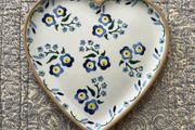 Nicholas Mosse Plate - Heart Shape with Blue Flowers