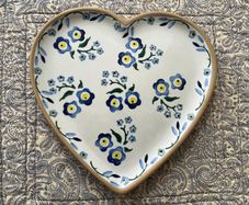 Nicholas Mosse Plate - Heart Shape with Blue Flowers