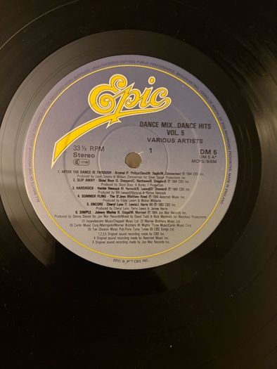 Dance Mix Dance Hits Vol.M5 1984 UK Epic DM5 Alan Coulthard DMC