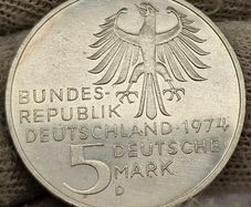 Germany 1974 Silver 5 Mark D Immanuel Kant 250th Anniversary