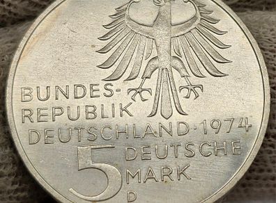 Germany 1974 Silver 5 Mark D Immanuel Kant 250th Anniversary