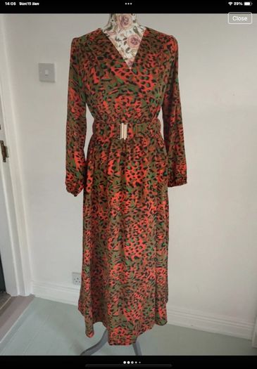 dress Bnwt wrap effect midi dress JS Millennium dress khaki & orange animal print