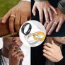 Brand New PROSTEEL mens ring 18k gold plated size 54 sandblasted band Image 5