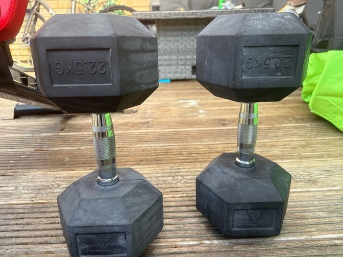 Gym Bench & Dumbbells 10kg & 22.5kg Hex Dumbbells