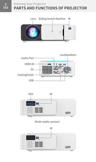 Mini Portable Projector Full Hd Led Mobile Video Support Wifi