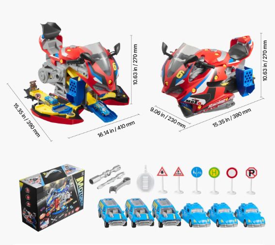 Kids Motorcycle Engine Mechanic Workshop Toy 25 Piece STEM Repair & Racing Set