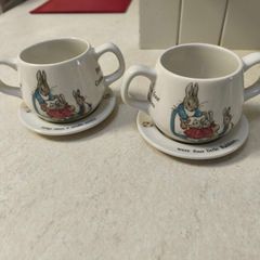 set of two Wedgwood Peter Rabbit sippy cups and saucers (or mini soup bowls!)