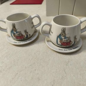 set of two Wedgwood Peter Rabbit sippy cups and saucers (or mini soup bowls!)