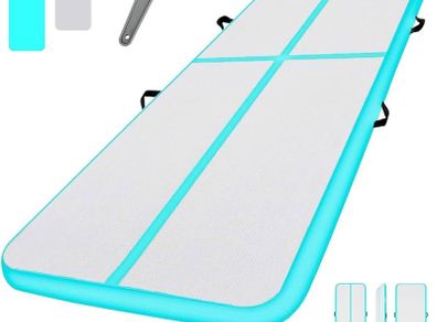 5M Inflatable Gymnastics Tumbling Mat | Air Floor Training Mat | Workout Mat | Exercise Fitness Mat for Gymnastics, Pilates, Yoga, Martial Arts, Home, Outdoor Sport, Gym, Beach, Cheerleading