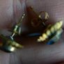 Vintage Rolled Gold round blue cabochon Ridge swirl Stud earrings Image 7