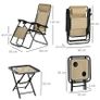 NEW SALE | 3pcs Folding Zero Gravity Chairs Sun Lounger Table Set w/ Cup Holders Reclining Garden Yard Pool, Beige Image 5