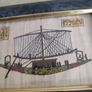 FRAMED SMALL Egyptian Art On Papyrus Rowing Ship Image 5