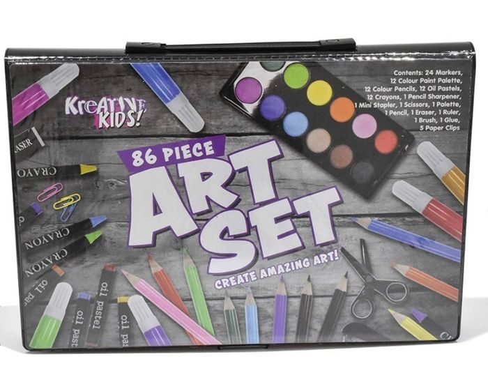 86 Piece Craft and Art Set - Kids Colouring Kit with Crayons and Watercolour Paint (FREE POSTAGE)
