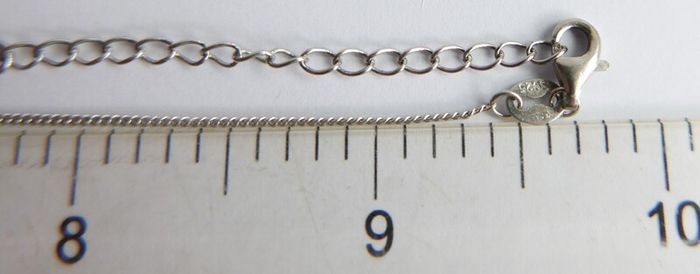 Vintage 925 Sterling Silver necklace with teardrop and round stone pendant
