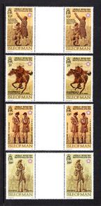 1976 Isle of Man Bicentenary of the American Revolution and Colonel William Christian Commemorative Stamp Gutter Pairs Mint Never Hinged (MNH)