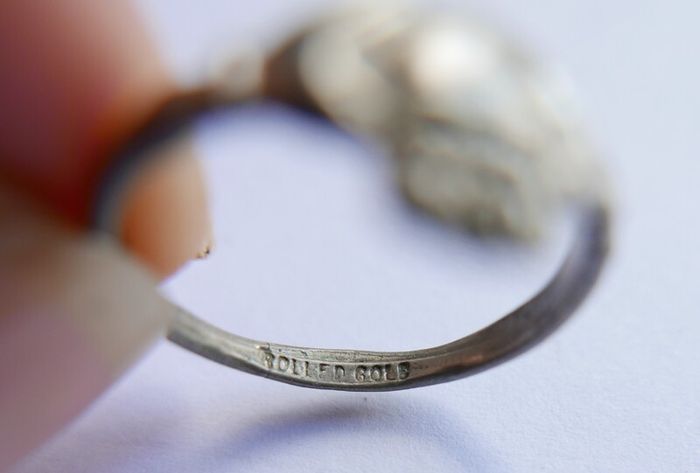 Vintage Rolled Gold Claddagh Ring - silver tone, size O