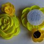 Fluroscent Yellow & Mustard Two-tier Floral Dangle Earrings Image 2