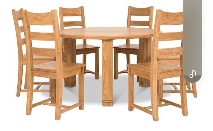 Round oak table with chairs