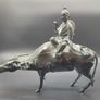 Antique Chinese Bronze of Lohan Seated On An Ox 19th Century Image 4