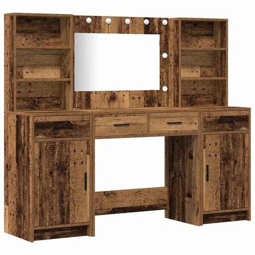 Dressing Table Set with Drawer 3 pcs Old wood Engineered wood