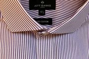 Mens Pure Cotton Purple Striped Shirt by Jeff Banks