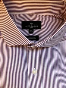 Mens Pure Cotton Purple Striped Shirt by Jeff Banks