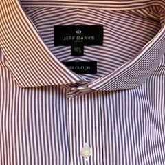 Mens Pure Cotton Purple Striped Shirt by Jeff Banks
