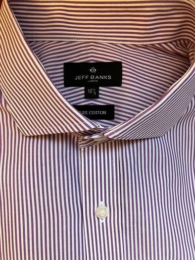 Mens Pure Cotton Purple Striped Shirt by Jeff Banks