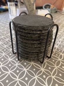 Slate Drink Coasters with Holder, Set of 12