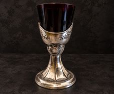 Vintage Ruby Red Glass Goblet / Decorative Holder